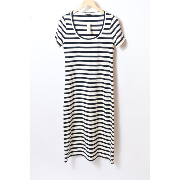 J.CREW Dresses & Skirts - J. Crew Maxi Dress Navy White Stripe Scoop Neck Short Sleeve Size S NEW
